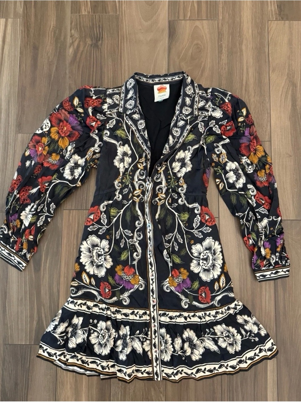 Farm Rio Roccoco Floral Minidress Size Medium - Picture 3 of 7